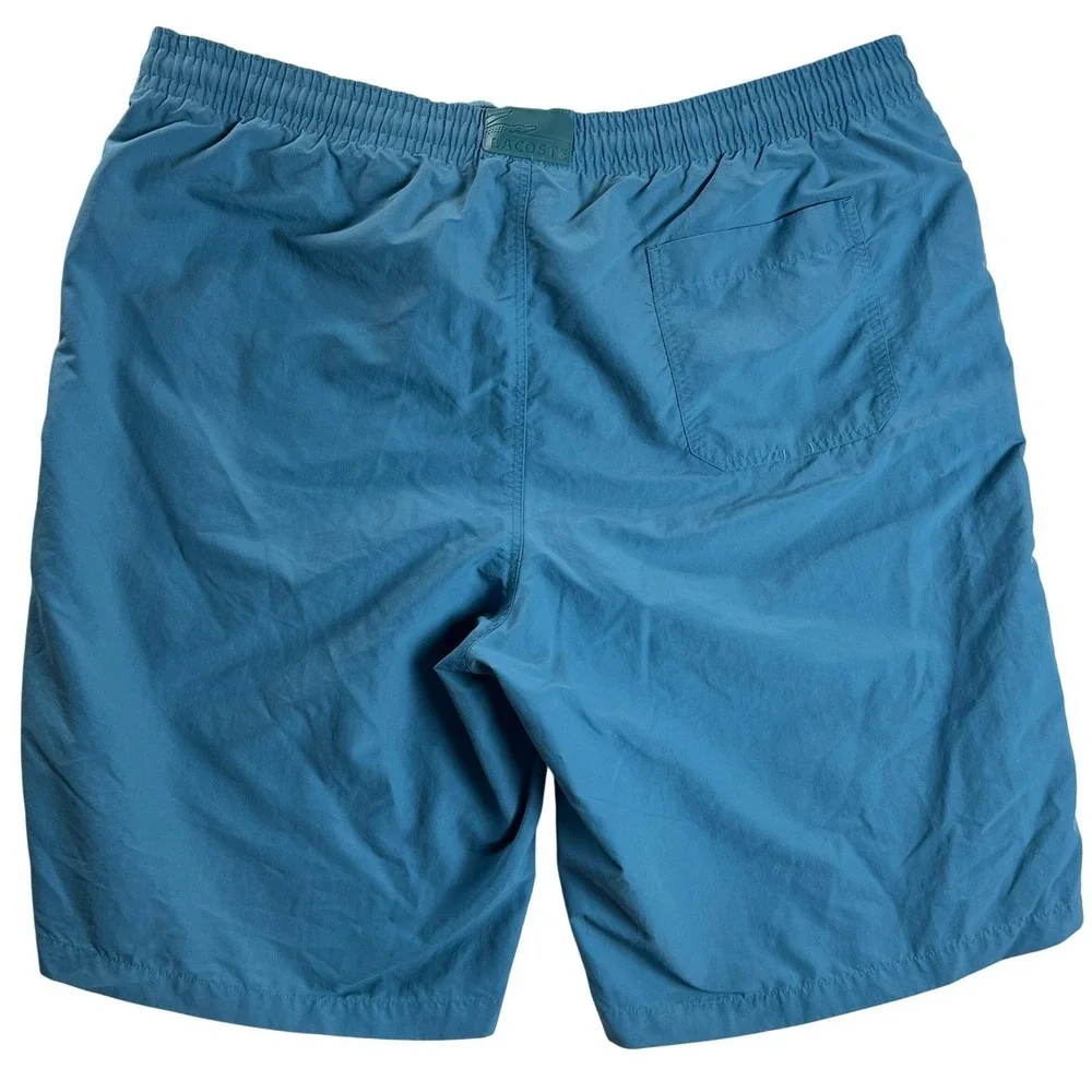 Lacoste Swim Trunks Blue Nylon Drawstring Mesh Lined‎ Men's Size 7 XL